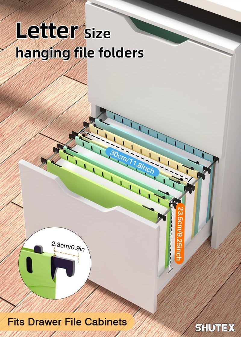 SHUTEX Extra Capacity Plastic Hanging File Folder,12 Pack Reinforced Hang Folders Letter Size,Heavy Duty 2 Inch Expansion,Filing Cabinet Folders,for Bulk Files, Medical Charts, Pastel Colors - Image 2